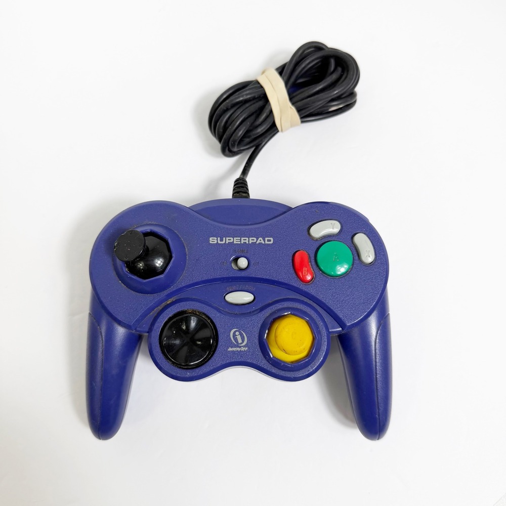 InterAct Superpad Rumble Controller GameCube Indigo Blue Wired Gamepad